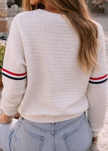 Cream Quilted Crewneck Sweatshirt