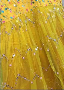 Elegant Yellow Embroidered Anarkali For Haldi
