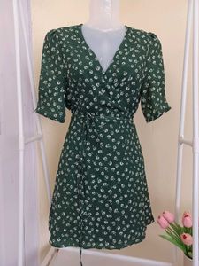 Floral Green Wrap Dress