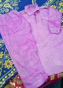 Lilac Linen Kurta Pajama Set