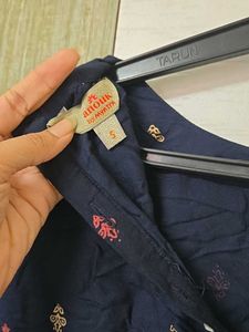 Navy Blue Embroidered Kurta