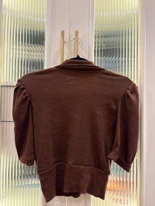 Cute Floral Crop Top &amp; Brown Collared To