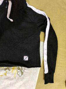 Crop Hoodie with Stripes