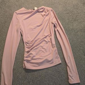 H&amp;M pink Ruched Long Sleeve Top