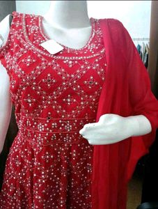 Red Printed Kurta Set with Palazzo