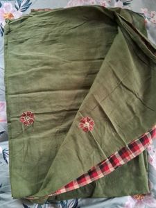 Olive Green Saree with Embroidery