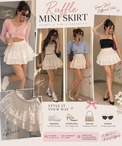 Zara White Tiered Ruffle Mini Skirt | XXS