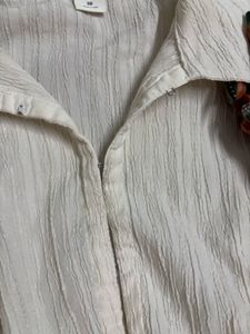 Chic Textured White Button-Up Top