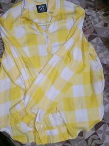 Yellow Checkered Button-Up Shirt