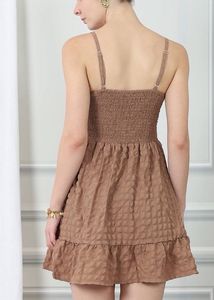 Brown Textured Mini Dress