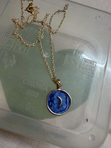 Gold Chain Necklace with Blue Moon Pendant