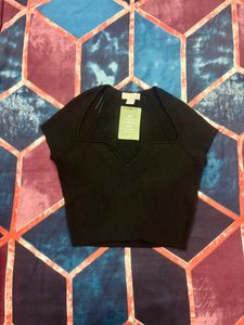 🎉SALE🖤H&amp;M Sweetheart neck Rib-knit Top (New)