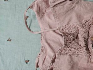 Pink Ruched Bust Cropped Top