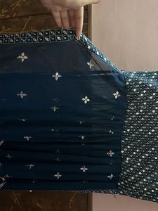 Stunning Teal Sequin Ethnic Gown