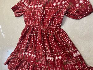 Boho Chic Maroon Printed Mini Dress