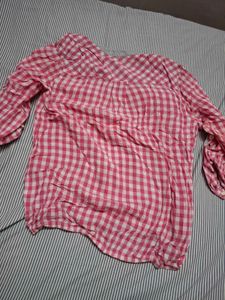 Red Plaid Button-Up Shirt