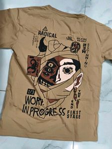 Casual Tan Graphic T-Shirt