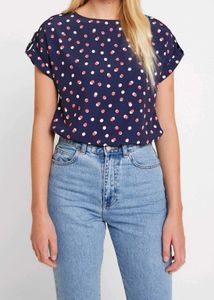 Women Navy Blue Polka Dot Top| Daily Wear Top