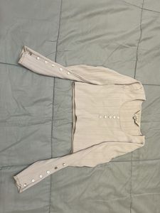 Ribbed Button-Up Crop Top