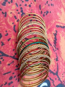 Colorful Bangle Set with Rhinestones