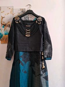 Elegant Teal &amp; Black Gown