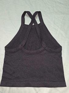 Black Crop Top with criss cross back