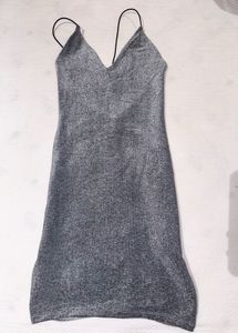 Sparkly Spaghetti backless mini Dress