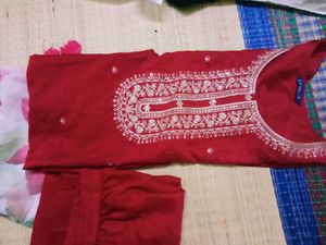 Maroon Kurta Set with Scarf