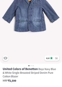 United Colors Of Benetton Boys Navy Blue Coat