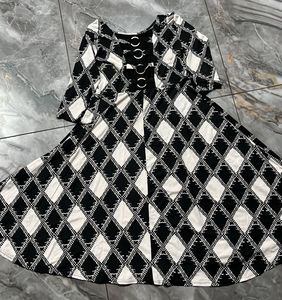 Chic Black & White Diamond Print Dress