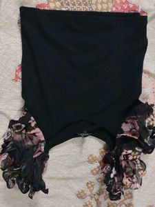 Black Georgette Ruffle Blouse