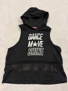 Black Sleeveless Hoodie "Dance Move Shine"