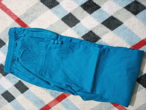 Stylish Teal Blue 36" Long Casual Women Pant