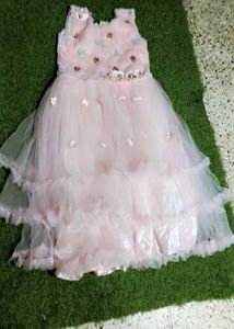 Pink Starry Dress with Fur Coat
