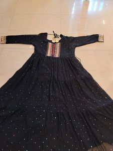 Elegant black Embellished dress with dupatta