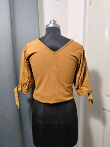 westside Mustard Yellow Puff Sleeve top