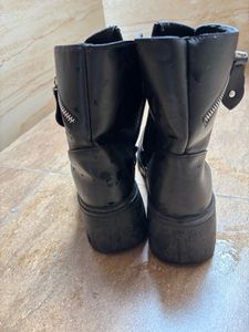 Black Lace-Up Combat Boots