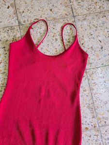 Vibrant Red Bodycon Midi Dress