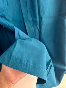 Teal Blue Bordered Saree with Gold Embroidery
