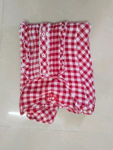 Red Color Checked top With Elastic