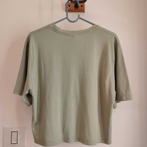 Cute Sage Green Crop Top with Heart Graphic