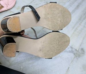 Used Black Patent Ankle Strap Heels