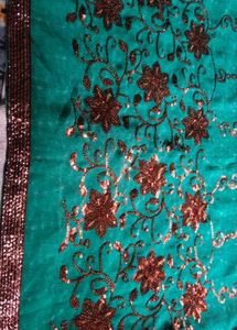 Chatpata 90's Teal Embroidered Silk Saree