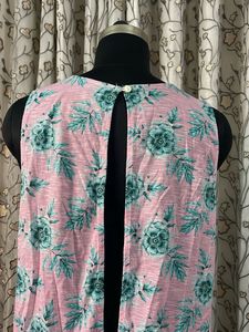 Pink Floral Sleeveless Top
