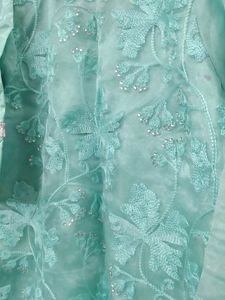 Blue Suit With Silver Work Nag And Lace