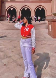 Varsity Cropped Jacket - Red