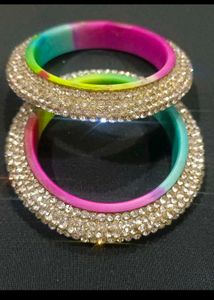 3 set Sparkling Pink &amp; Silver Bangles
