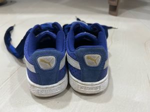 Puma Blue Polka Dot Ribbon Sneakers