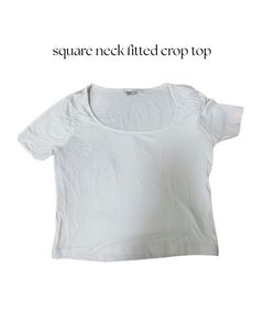 White Square Neck Fitted Crop Top