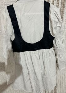 Chic White Shirt Dress with Black Harness